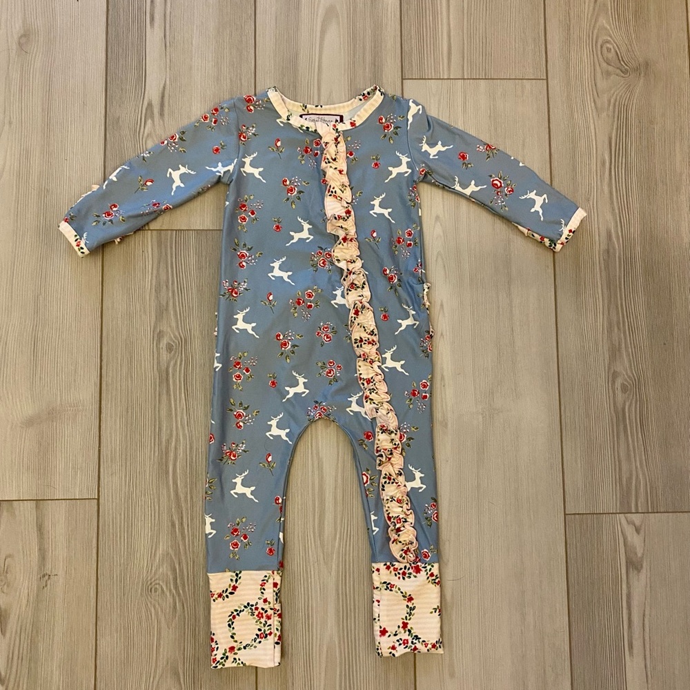 NWT SweetHoney blue reindeer pajamas